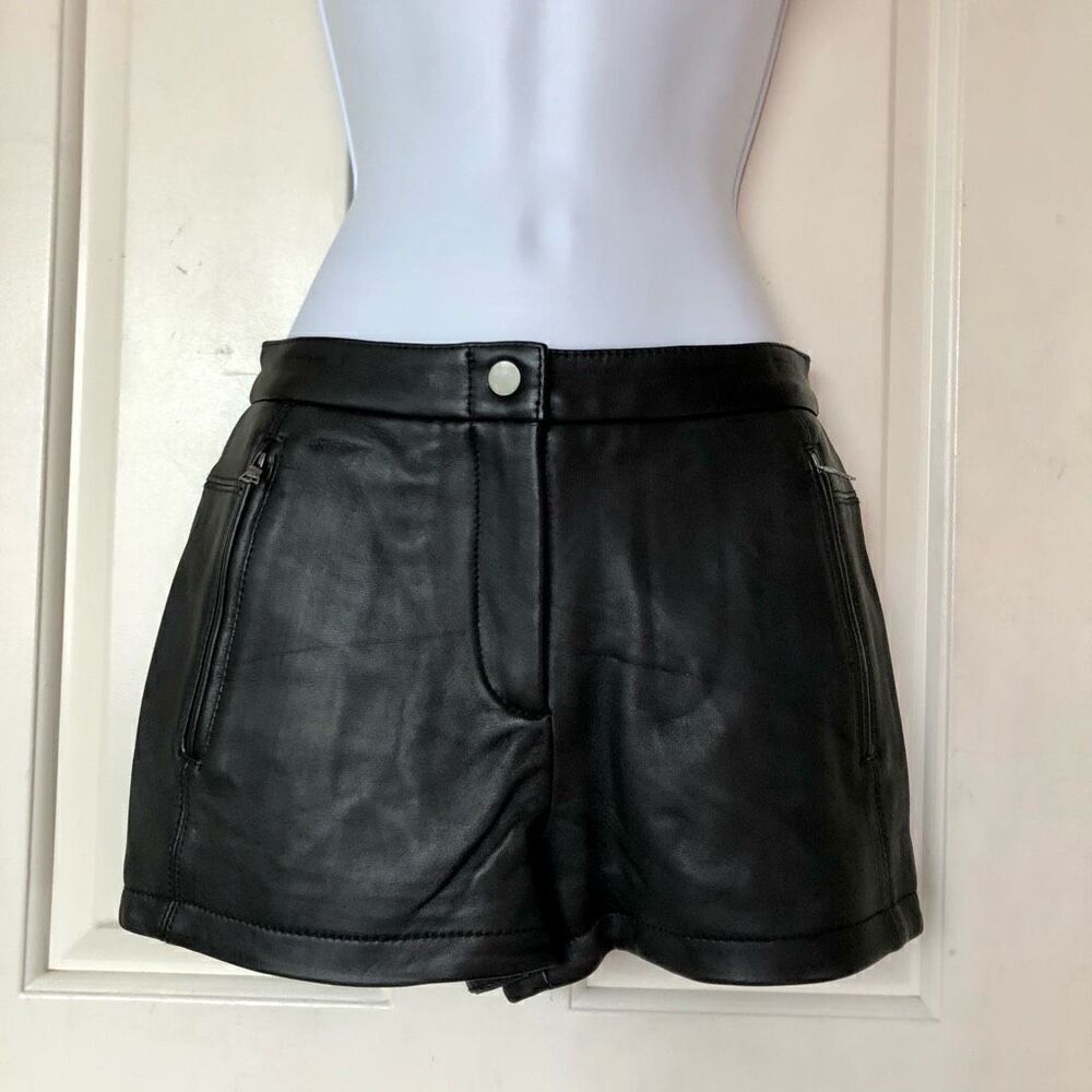 NWOT BCBGMAXAZRIA Black André Short Leather Shorts
